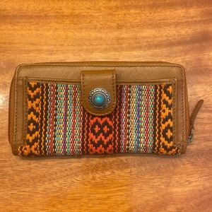 Leather Western Wallet with pattern crochet